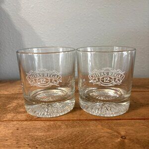 Chivas Regal Lowball Glass Set of 2 Whiskey Cocktail Glasses 12 Years Aged